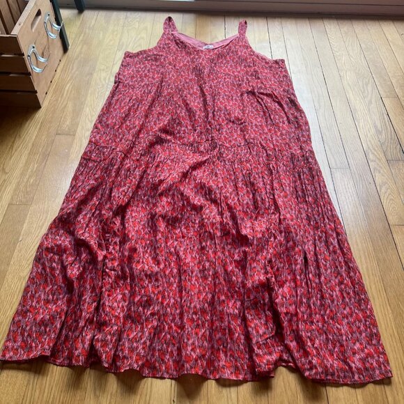 Joie Size XXL Orange Tea Rose Flowy Boho V-Neck Tiered Sleeveless Maxi Dress - Picture 13 of 16